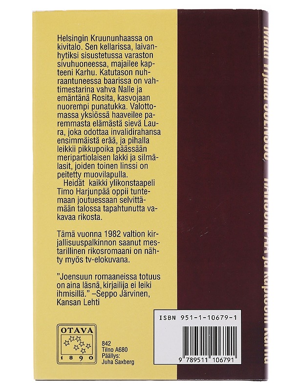 Harjunpää ja kapteeni Karhu : romaani rikoksesta, sen osapuolista ja tutkimisesta - Matti Yrjänä Joensuu - Romaanit ja novellit - 10105477120 - 1