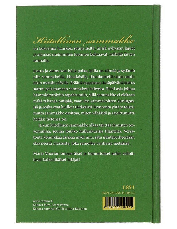 Kiitollinen sammakko ja muita satuja järviseudulta - Vuorio, Maria - Lastenkirjat - 10105477279 - 1