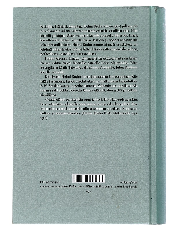 Helmi : Helmi Krohnin kirjeitä läheisilleen 1884-1936 - Krohn, Helmi - Elämäkerrat ja muistelmat - 10105477500 - 1
