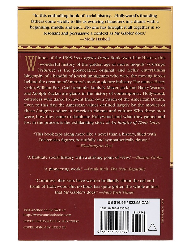 An Empire of Their Own: How the Jews Invented Hollywood - Gabler, Neal - Tietokirjat ja oppaat - 10105477894 - 1