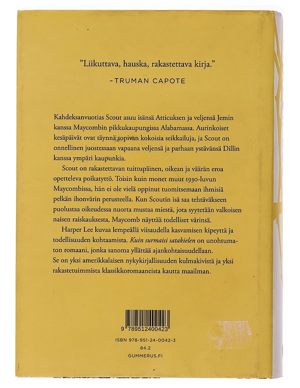 Kuin surmaisi satakielen - Lee, Harper - Romaanit ja novellit - 10105478017 - 1