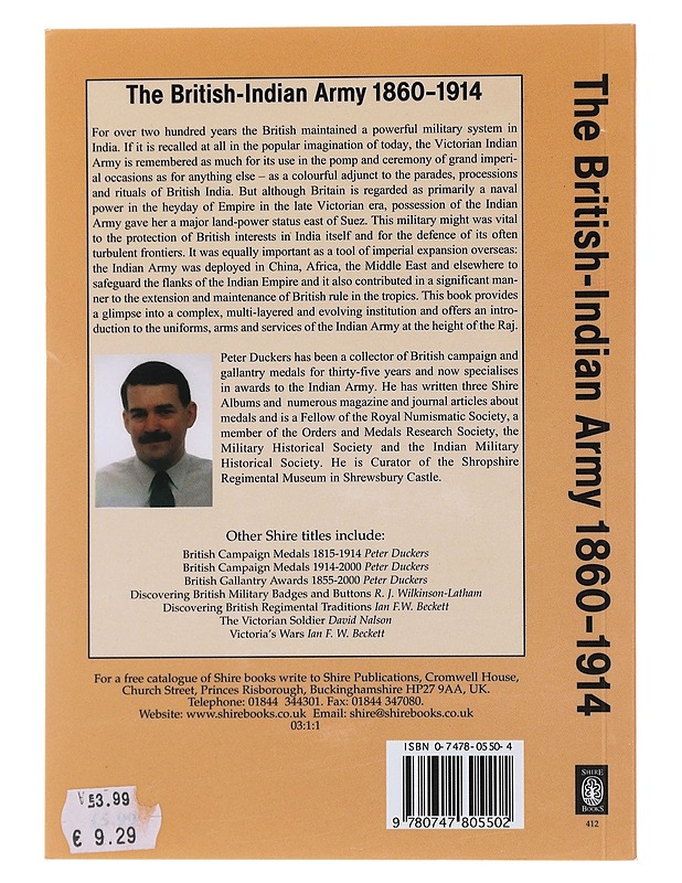 The British-Indian Army 1860-1914 - Duckers, Peter - Historiakirjat - 10105478058 - 1