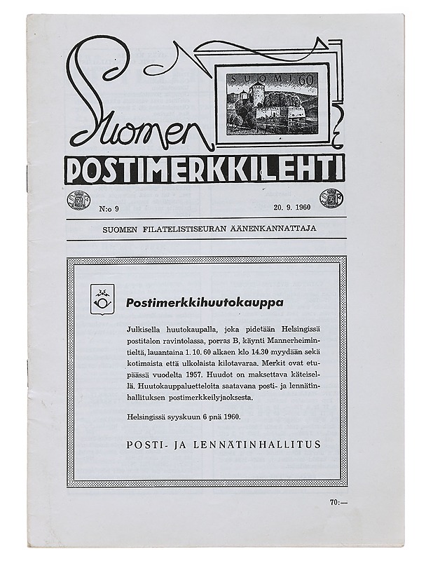 Suomen Postimerkki Lehti N:o 9 - Lehdet - 10105478251 - 0