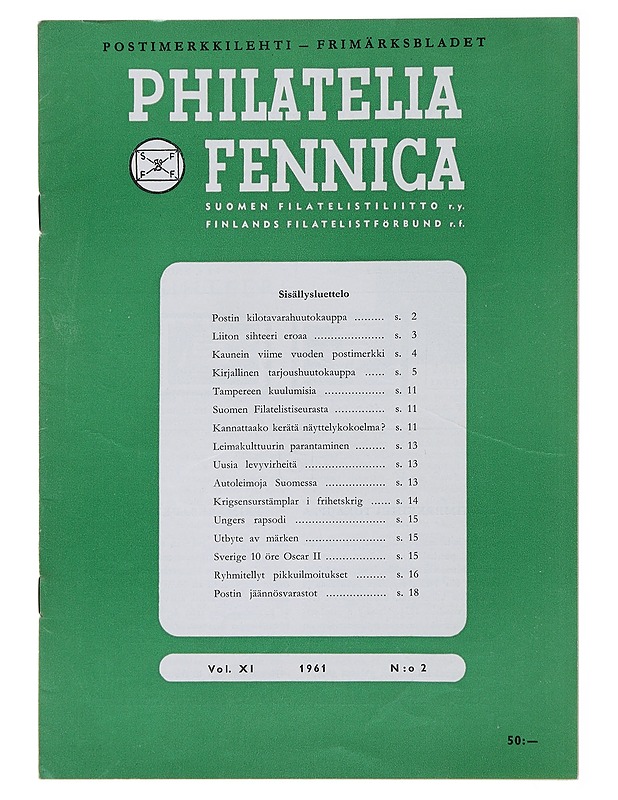 Philatelia Fennica N:0 2 (1961) - Lehdet - 10105478325 - 0