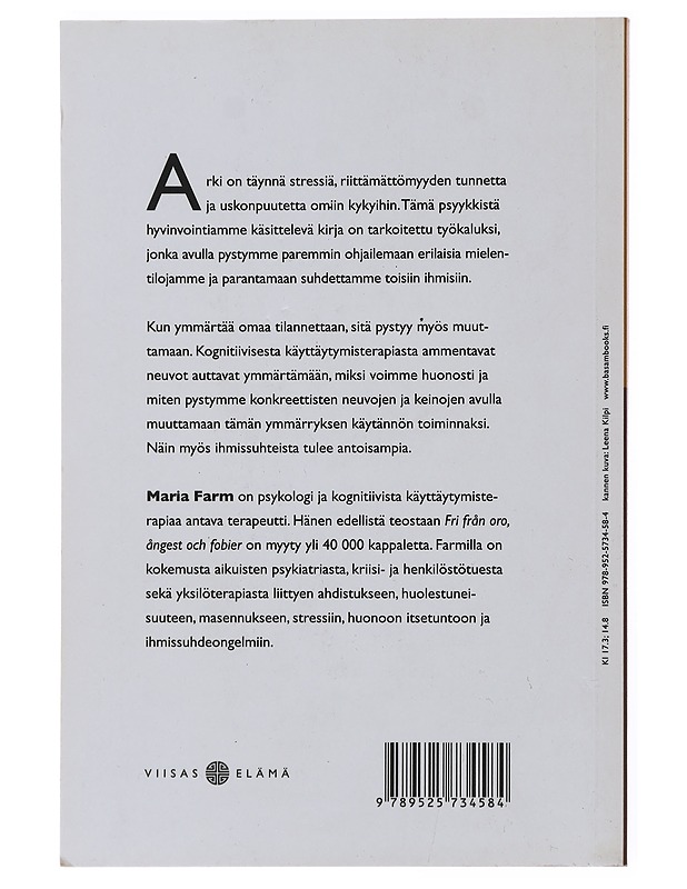 Apua kognitiivisesta käyttäytymisterapiasta - Farm, Maria - Hyvinvointikirjat - 10105478689 - 1