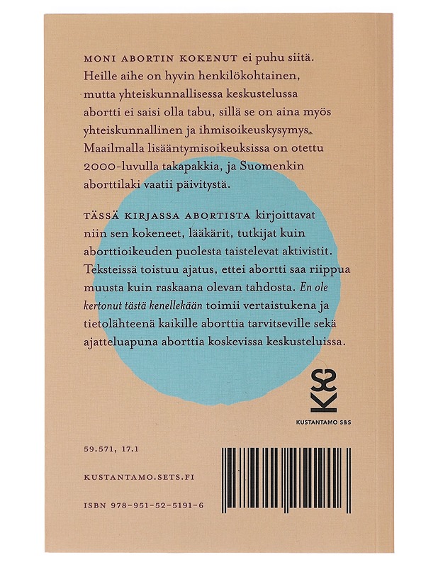 En ole kertonut tästä kenellekään : puheenvuoroja abortista - Venesmäki, Elina - Elämäkerrat ja muistelmat - 10105479012 - 1