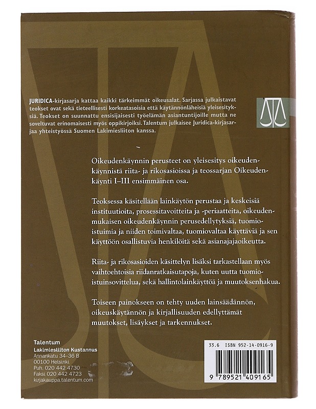 Oikeudenkäynti. 1, Oikeudenkäynnin perusteet - Antti Jokela - Tietokirjat ja oppaat - 10105479017 - 1