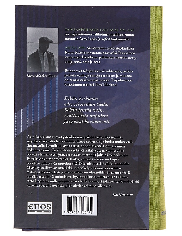 Taivaanpohjassa laulavat valaat : valitut runot 2000-2018 - Arto Lappi - Runot ja näytelmät - 10105479515 - 1