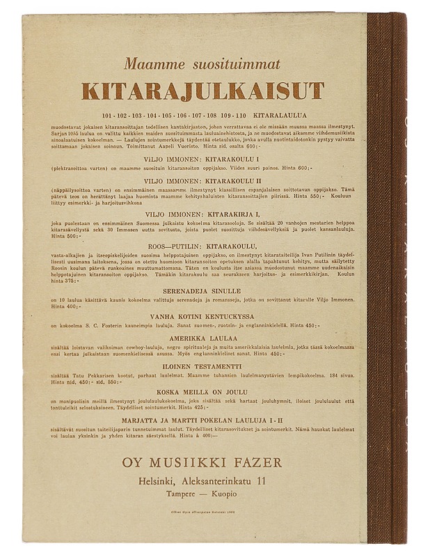 103 Kitaralaulua - Aapeli Vuoristo - Harrastekirjat - 10105479703 - 1