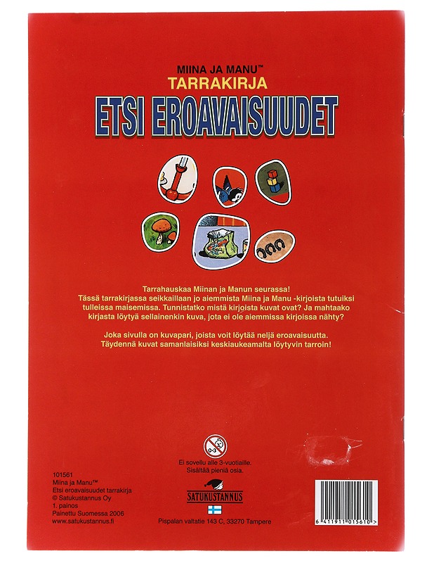 Miina ja Manu : Tarrakirja : Etsi Eroavaisuudet - Lastenkirjat - 10105479959 - 1