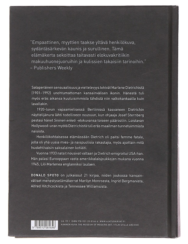 Sininen enkeli : Marlene Dietrich - Spoto, Donald - Historiakirjat - 10105480072 - 1