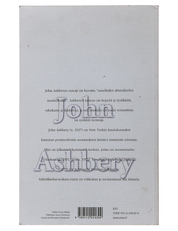 Valveillaoloa - Ashbery, John - Romaanit ja novellit - 10105480109 - 1