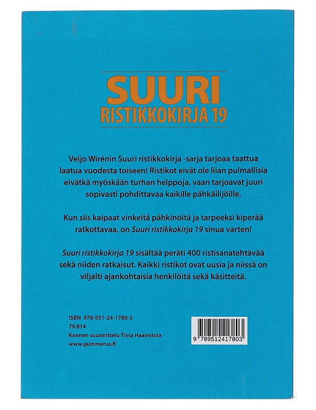 Suuri ristikkokirja 19 - Veijo Wirén  - Kirja lahjaksi - 10105480177 - 1