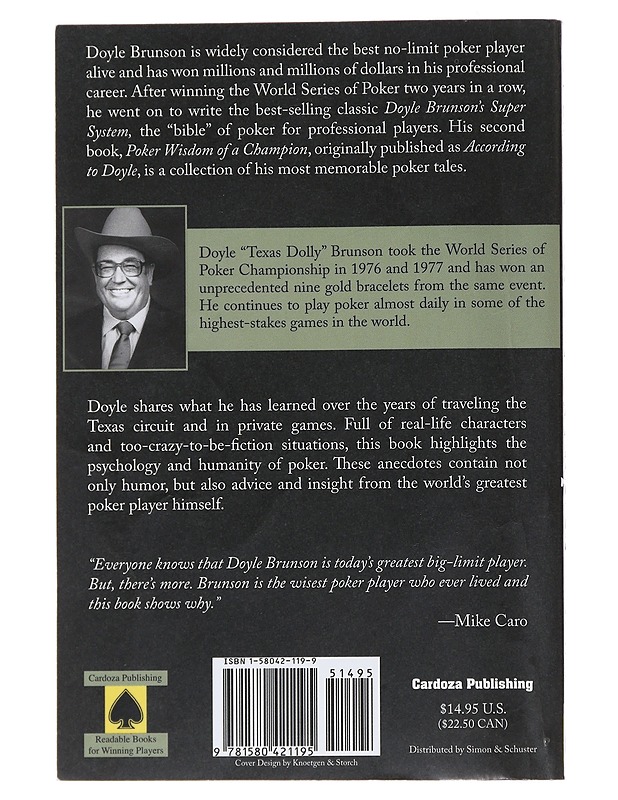 Doyle Brunson : Poker Wisdom of a Champion - Harrastekirjat - 10105480178 - 1