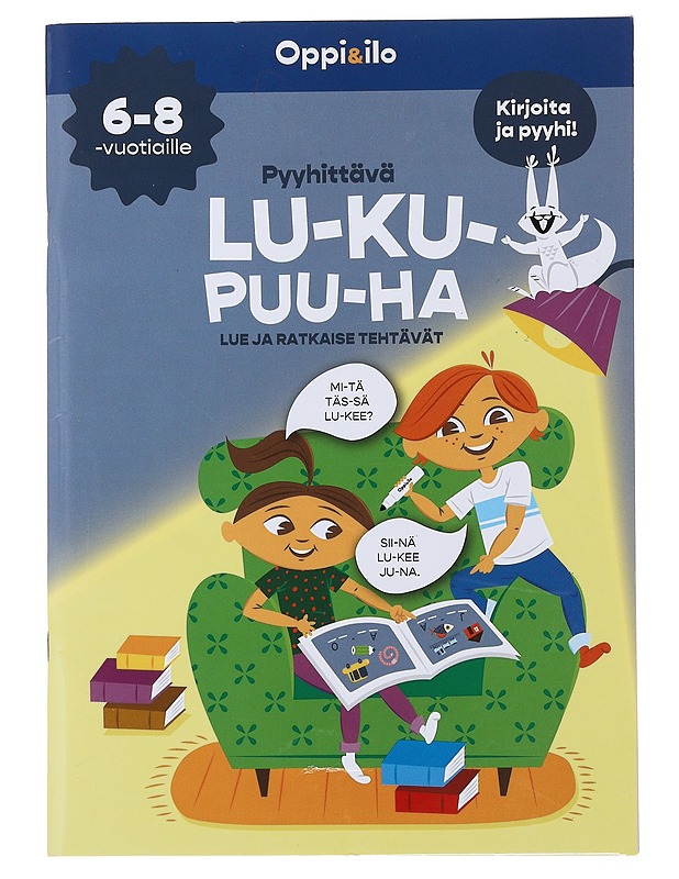 Pyyhittävä LU-KU-PUU-HA 6-8 vuotiaille : lue ja ratkaise tehtävät - Asplund, Johanna - Lastenkirjat - 10105480215 - 0
