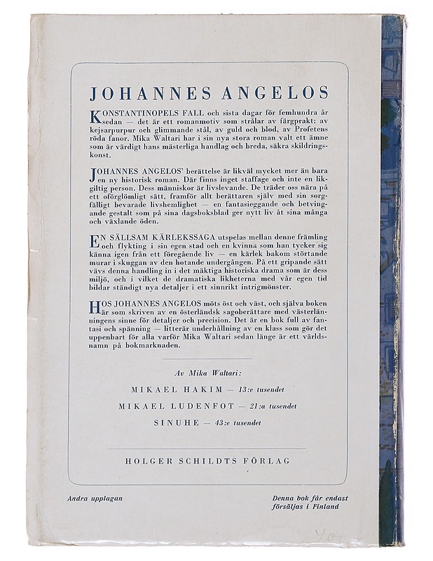 Johannes Angelos - Waltari, Mika - Romaanit ja novellit - 10105480344 - 1