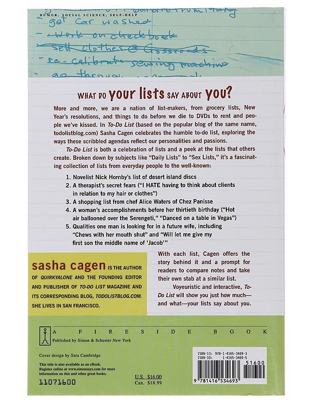 To-do list - Sasha Cagen - Hyvinvointikirjat - 10105480394 - 1