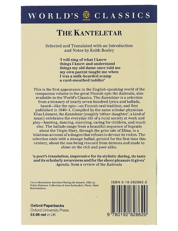 The Kanteletar : lyrics and ballads after oral tradition - Lönnrot, Elias - Romaanit ja novellit - 10105480467 - 1