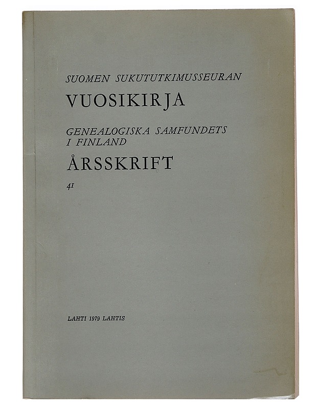 Suomen Sukututkimusseuran vuosikirja 41 -  - Tietokirjat ja oppaat - 10105480483 - 0