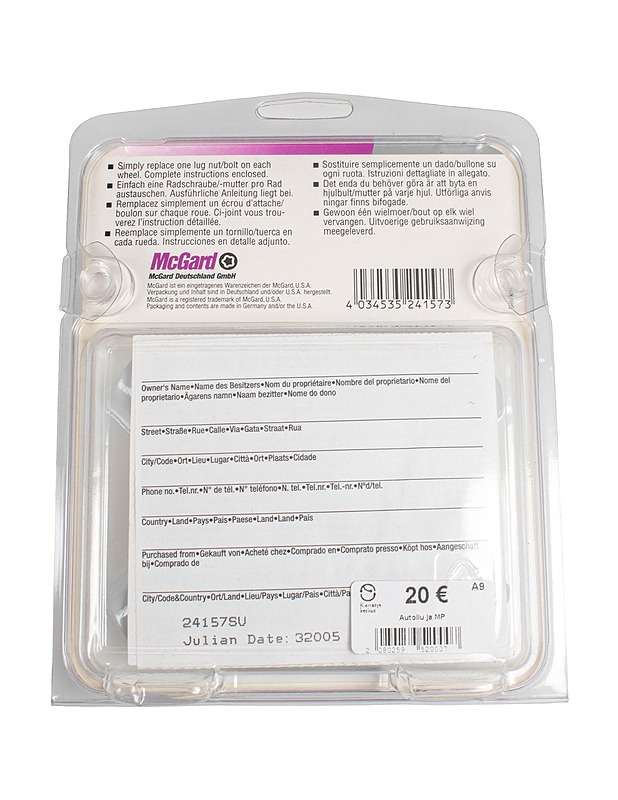 MCGARD Original 24157SU lukkopultit, 5 osaa - Muut urheiluvälineet ja vapaa-aika - 10105481171 - 1