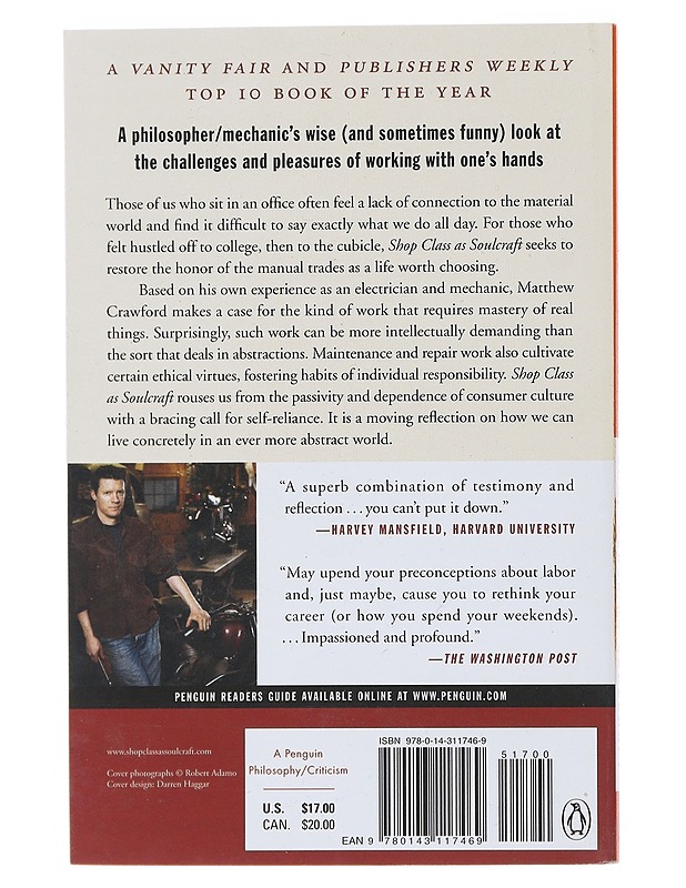 Shop Class as Soulcraft: An Inquiry Into the Value of Work - Crawford, Matthew B. - Tietokirjat ja oppaat - 10105481433 - 1
