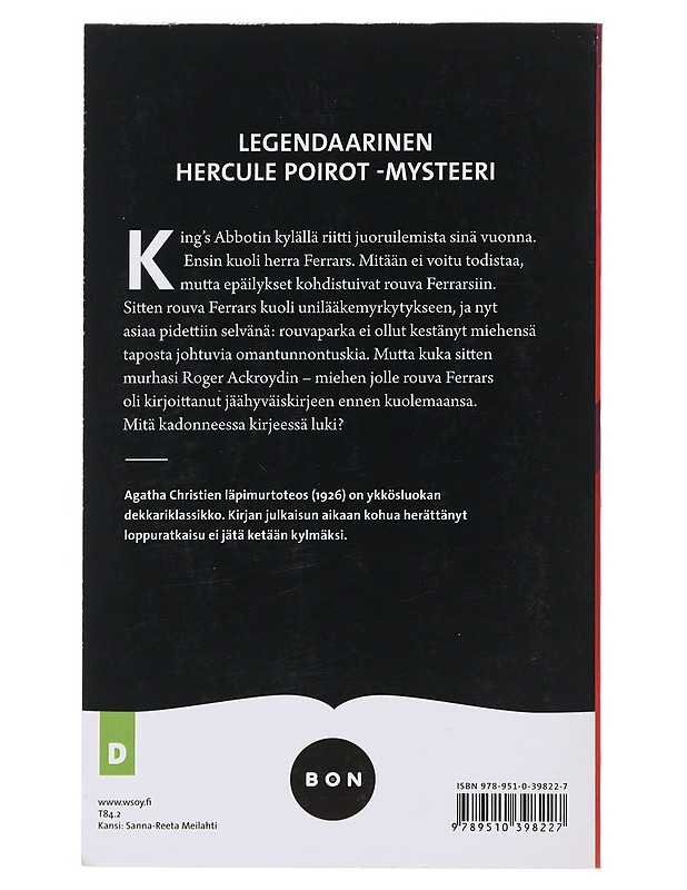 Roger Ackroydin murha - Christie, Agatha - Jännitys ja dekkarit - 10105482090 - 1