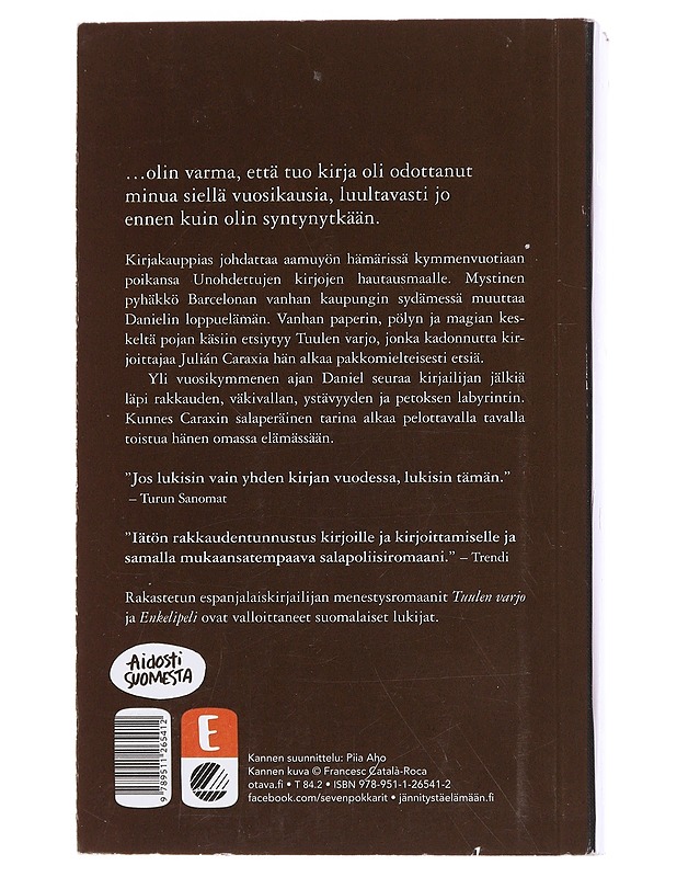 Tuulen varjo - Ruiz Zafón, Carlos - Romaanit ja novellit - 10105482116 - 1