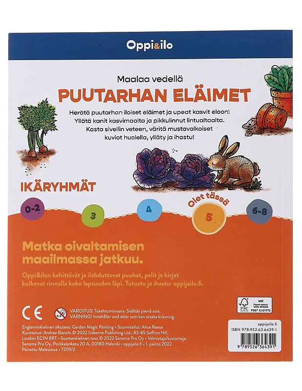 Maalaa vedellä : puutarhan eläimet : 5-99 vuotiaille - Sanoma Pro - Lastenkirjat - 10105482251 - 1