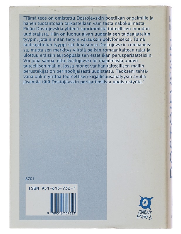 Dostojevskin poetiikan ongelmia - Bahtin, Mihail - Romaanit ja novellit - 10105482327 - 1