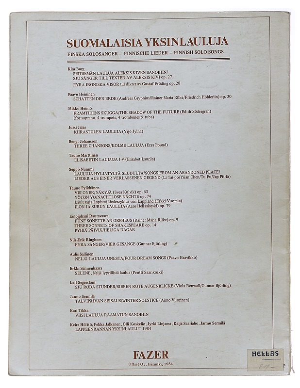 Kauneimmat yksinlaulut - Oskar Merikanto - Musiikki- ja elokuvakirjat - 10105482390 - 1