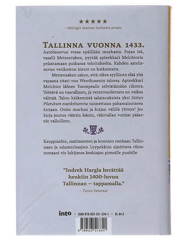 Apteekkari Melchior ja Pilatuksen evankeliumi - Hargla, Indrek - Jännitys ja dekkarit - 10105482405 - 1