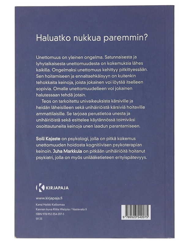 Hyvää yötä : apua univaikeuksiin - Kajaste, Soili - Hyvinvointikirjat - 10105482554 - 1
