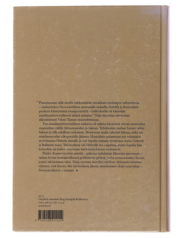 Italia ja Suomen talvisota : Il Duce Mussolini maailman urheimman kansan apuna - Pirkko Kanervo - Historiakirjat - 10105482605 - 1
