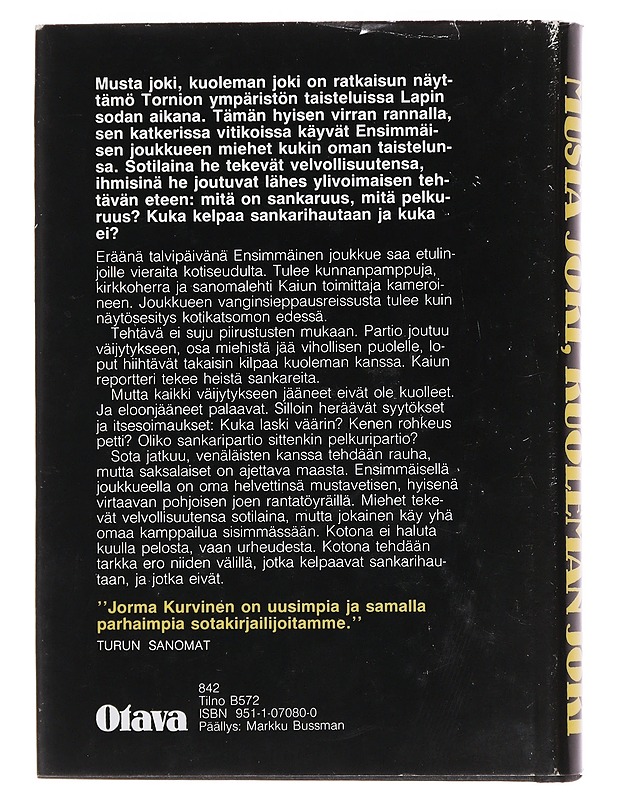 Musta joki, kuoleman joki : romaani - Jorma Kurvinen - Romaanit ja novellit - 10105482728 - 1