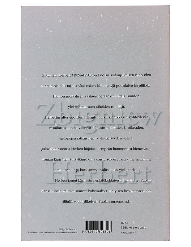 Kyynelten teknologiasta - Herbert, Zbigniew - Romaanit ja novellit - 10105482943 - 1