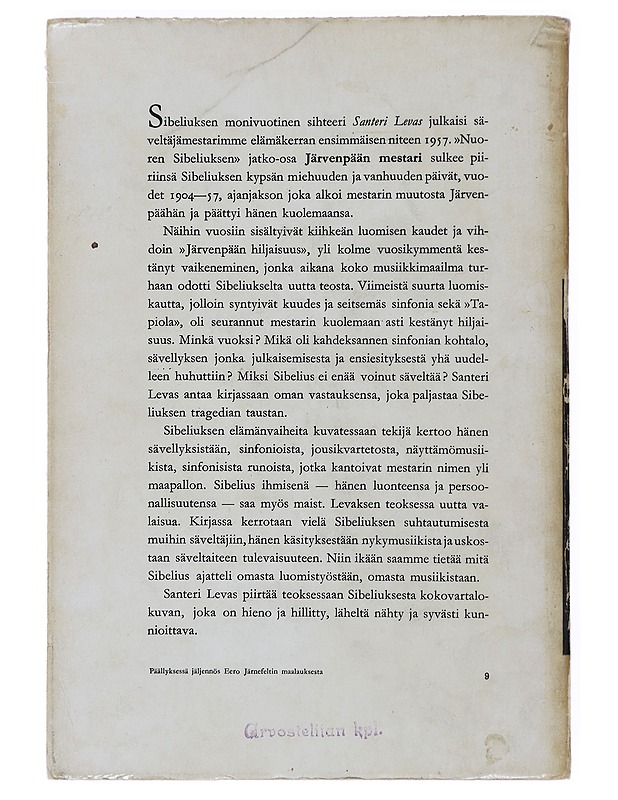 Järvenpään mestari - Santeri Levas - Elämäkerrat ja muistelmat - 10105482984 - 1