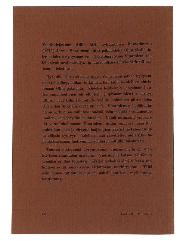 Verbien monitulkintaisuus Ollin kielessä ja nykysuomessa - Jorma Vuoriniemi - Kaunokirjallisuus - 10105483040 - 1