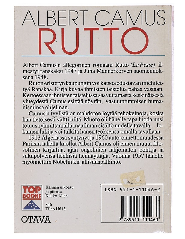 Rutto - Camus, Albert - Romaanit ja novellit - 10105483228 - 1