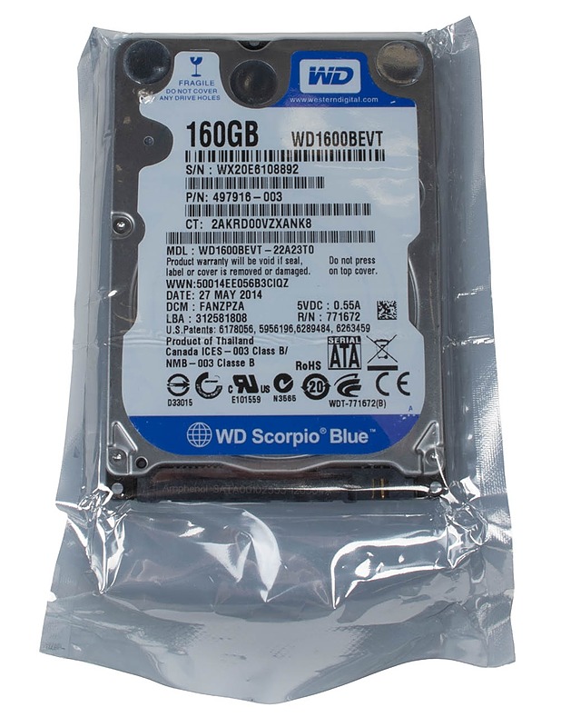 WESTERN DIGITAL Scorpio Blue WD1600BEVT kiintolevy, 160 Gt - Tietokoneet - 10105483515 - 0