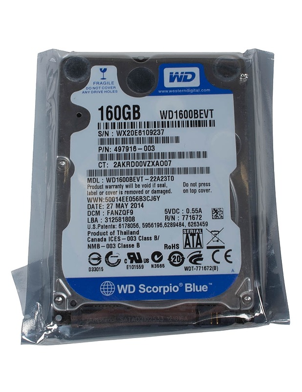 WESTERN DIGITAL Scorpio Blue WD1600BEVT kiintolevy, 160 Gt - Tietokoneet - 10105483516 - 0