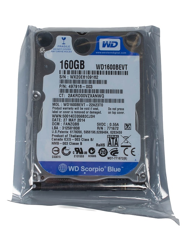 WESTERN DIGITAL Scorpio Blue WD1600BEVT kiintolevy, 160 Gt - Tietokoneet - 10105483519 - 0