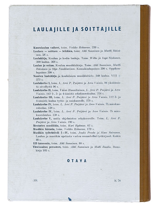 Laulan ja soitan säestykset - Ahti Sonninen - Taide- ja kulttuurikirjat - 10105483608 - 1