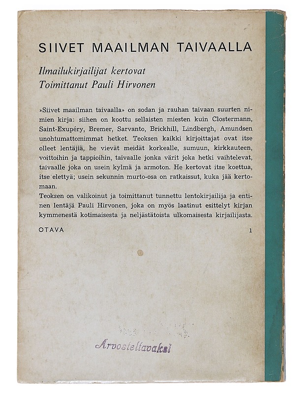 Siivet maailman taivaalla - Pauli Hirvonen - Historiakirjat - 10105483752 - 1