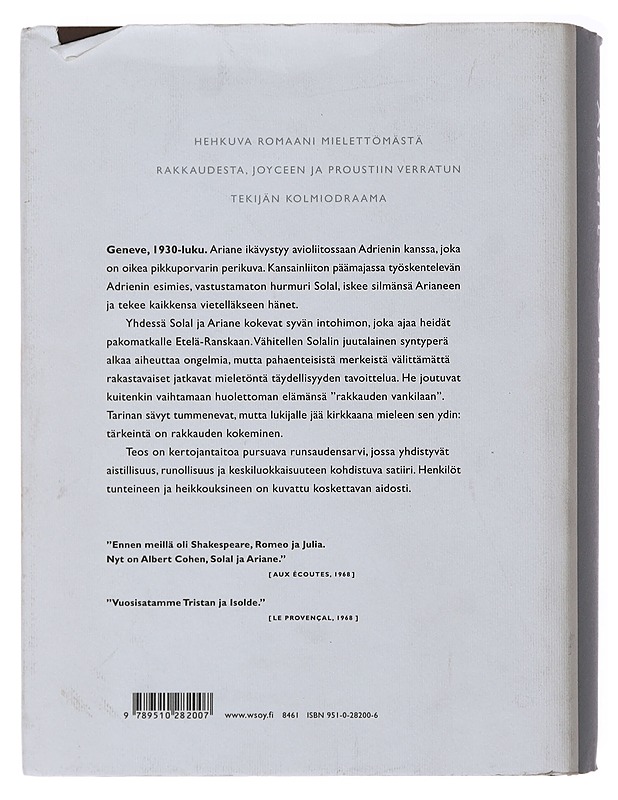 Rakkaani, valittuni - Cohen, Albert - Romaanit ja novellit - 10105484534 - 1