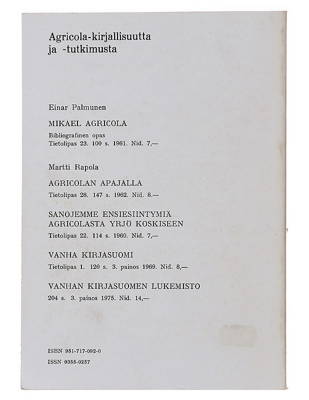 Nuori Mikael Agricola - Heininen, Simo - Elämäkerrat ja muistelmat - 10105484562 - 1