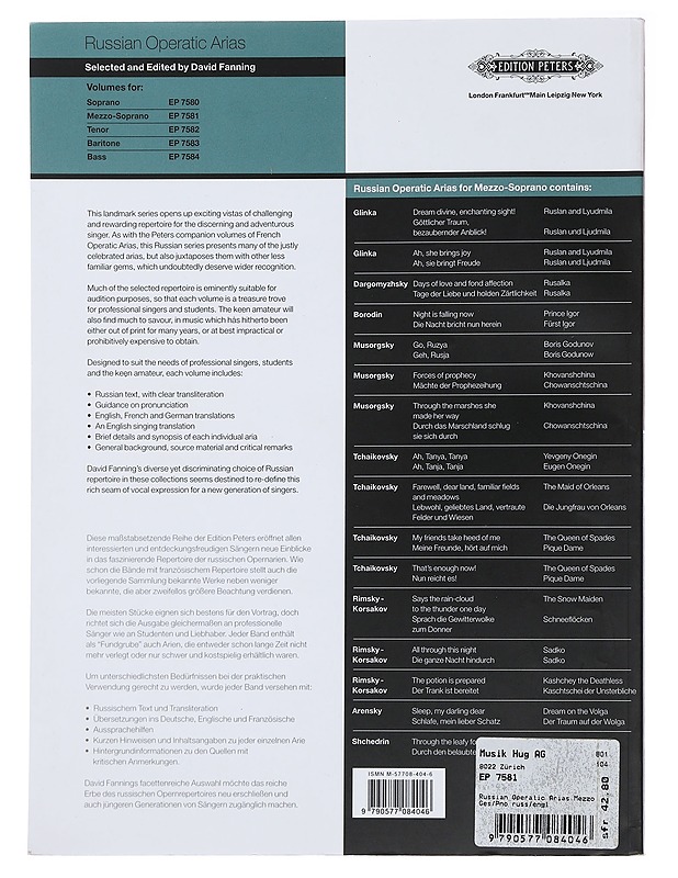 Russian operatic arias for mezzo-soprano: 19th and 20th century repertoire - David Fanning - Kirja lahjaksi - 10105484704 - 1