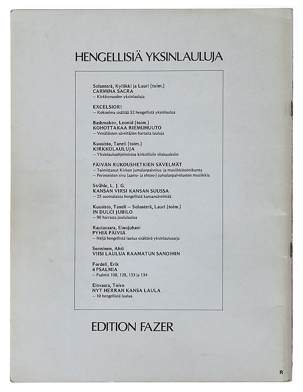 Carmina Sacra - kyllikki Solanterä - Musiikki- ja elokuvakirjat - 10105484720 - 1
