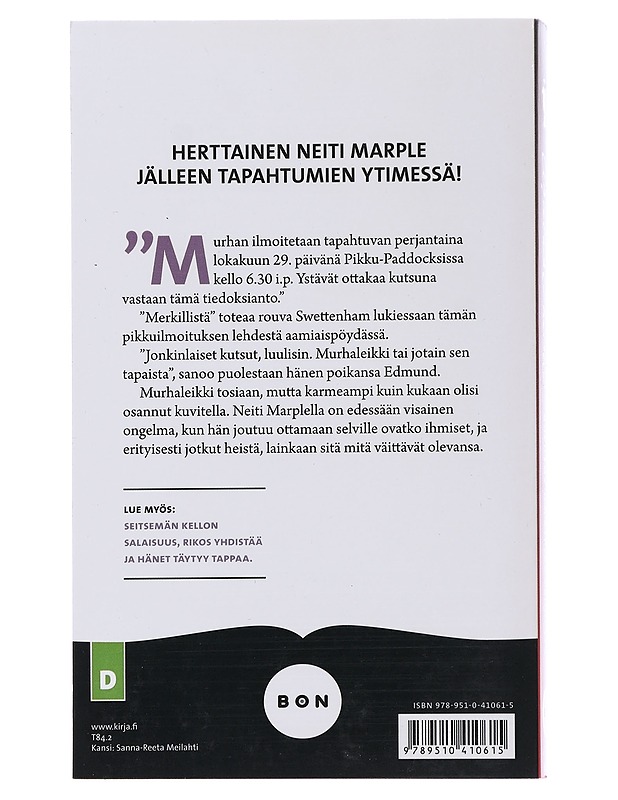 Kuolema ilmoittaa lehdessä - Christie, Agatha - Jännitys ja dekkarit - 10105484854 - 1