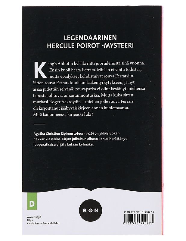 Roger Ackroydin murha - Christie, Agatha - Jännitys ja dekkarit - 10105484865 - 1