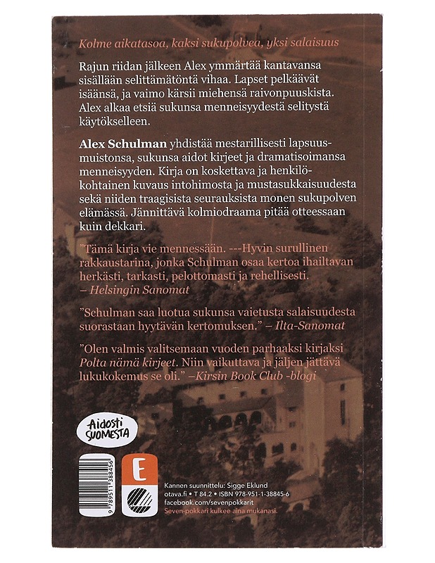 Polta nämä kirjeet - Schulman, Alex - Romaanit ja novellit - 10105484929 - 1